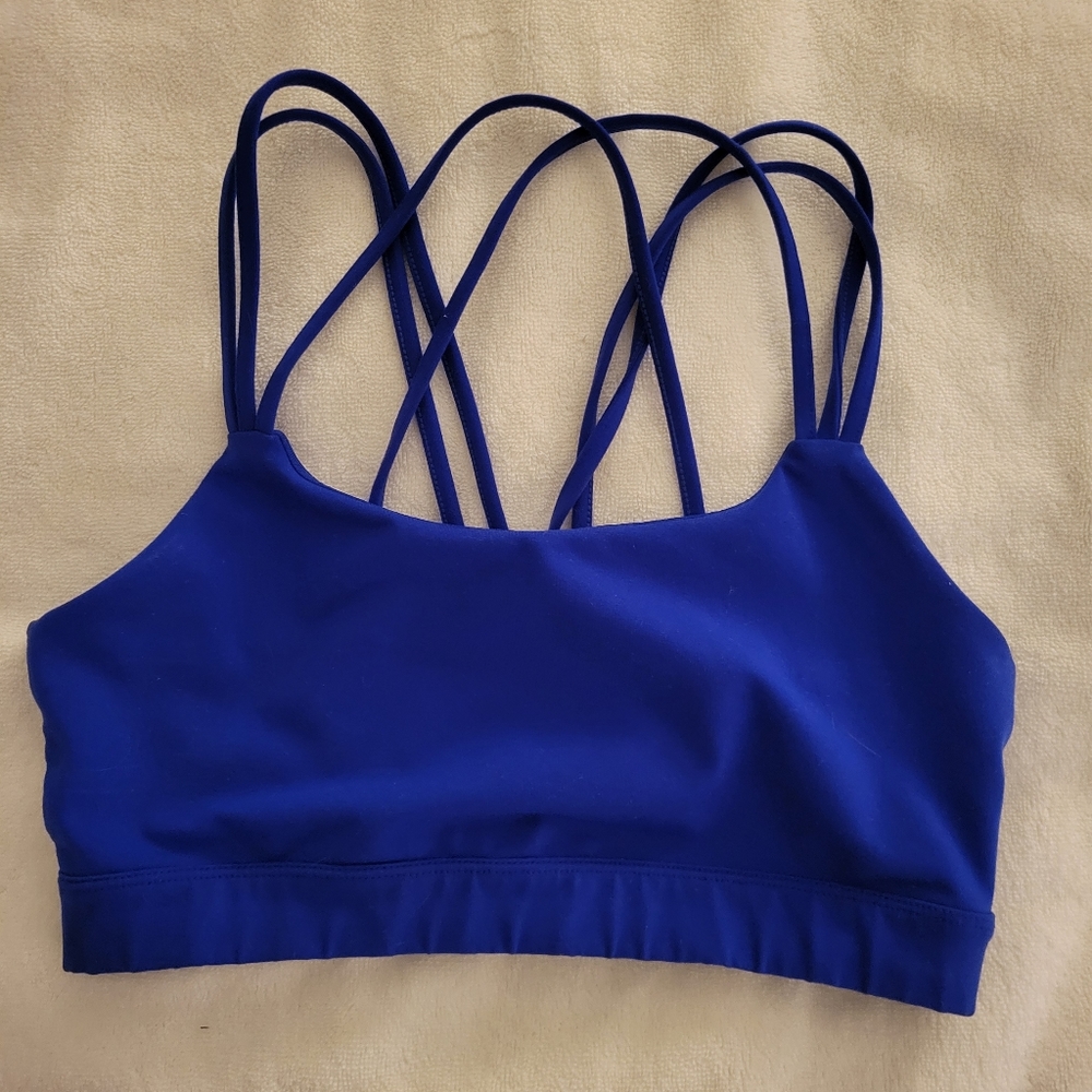 GapFit Blue Strappy Back Sports Bra, Size Medium